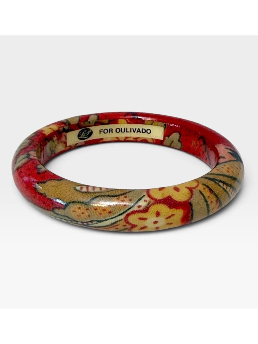 Oulivado French Country Bangle Bracelet Provence Floral Coral Red Les Olivades